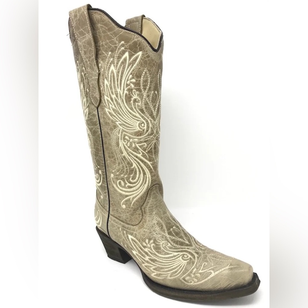 Corral Women’s LD Bone-Beige Embroidery E1035 Boots